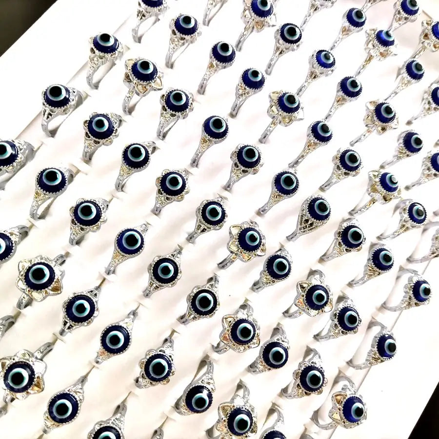 Wholesale 20pcs Evil Blue Eye  Metal Alloy Rings Jewelry