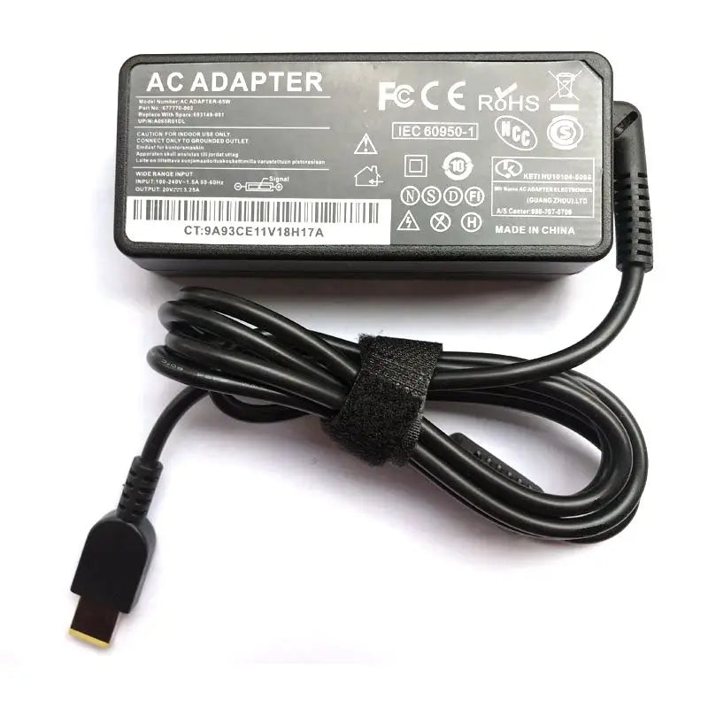 20V 3.25A 65W AC Power Adapter Laptop Charger For Lenovo X1 Carbon E431 E531 S431 T440s T440 X230s X240 X240s G410 G500 G505