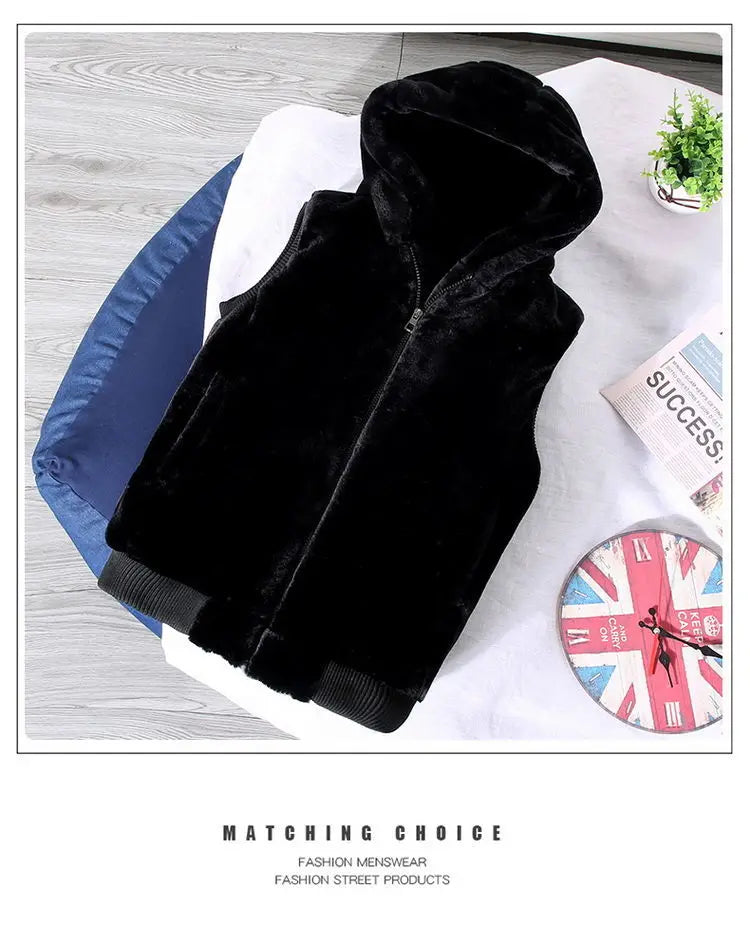 White Wool Vest Jacket Men Autumn Winter Sleeveless Jacket Men Waistcoat Warm Coat Faux Woolen Mens Clothing 2024 Trends