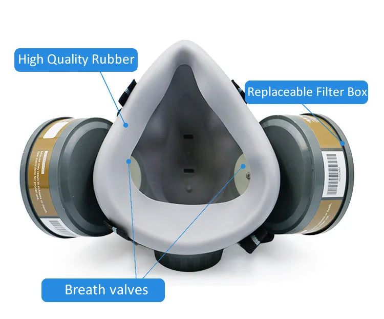 Double Filters Half Face Respirator Dust Gas Mask For Painting Spraying Factory Industry Home Emergency Survival Safety