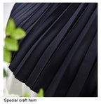 Women's Elegant Solid Color Midi Skirt Korean Female High Waist Fan-shaped Pleated Twill Skirts Faldas 2021 Summer Autumn Sk772