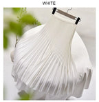 Women's Elegant Solid Color Midi Skirt Korean Female High Waist Fan-shaped Pleated Twill Skirts Faldas 2021 Summer Autumn Sk772