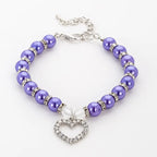 Rhinestone Pet Collar Puppy Dog Cat Imitation Pearl Necklace Pet Accessories Lovely Fashion Pets Dogs Cats Collar