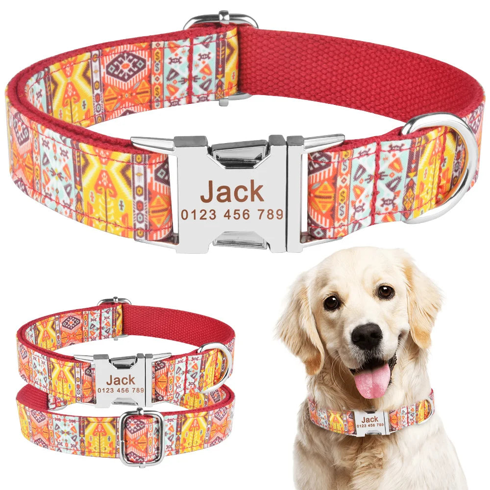 Nylon Fashion Boy Girl Unisex Dogs Collar Products Pet Collar Small Large Personalized Dog Collar Custom Engraved Name ID Tag