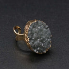 Natural Druzy Agates Rings Diamon-Studded Open Finger Rings Irregular Charm Rings for Women Men Party Wedding Jewelry