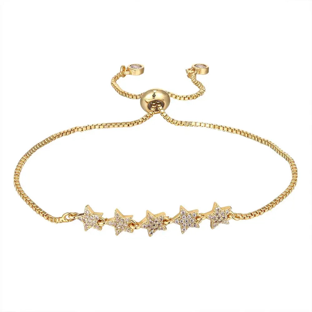 HECHENG 13styles rainbow Adjustable Bracelets CZ Gold color Wholesale geometric design For Women Bling DIY Gift Colorful VS425