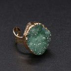 Natural Druzy Agates Rings Diamon-Studded Open Finger Rings Irregular Charm Rings for Women Men Party Wedding Jewelry