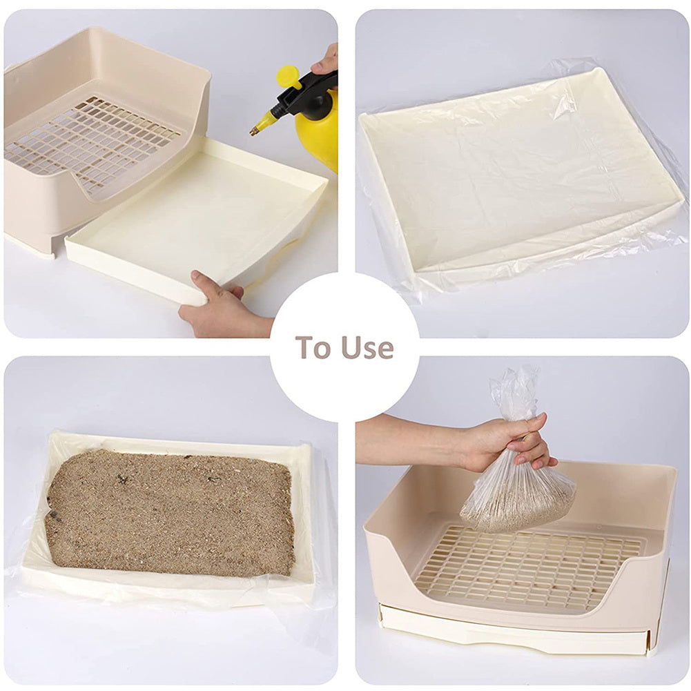 Extra Large Rabbit Litter Box Bunny Toilet with Drawer 50 Pet Toilet Film 25 Toilet Training Pad Cleaning Set Small Pet Box Pan