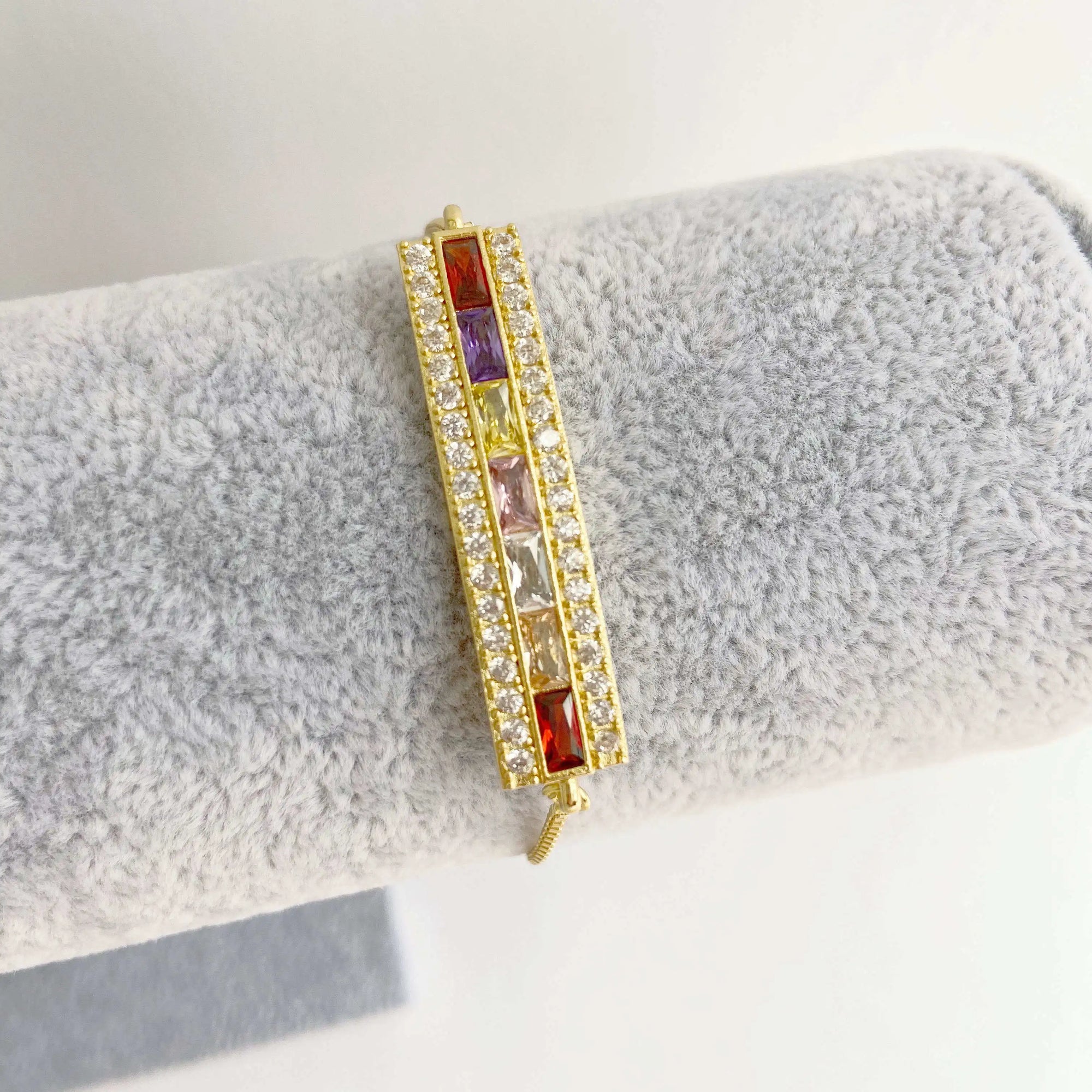 HECHENG 13styles rainbow Adjustable Bracelets CZ Gold color Wholesale geometric design For Women Bling DIY Gift Colorful VS425