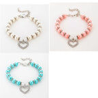 Rhinestone Pet Collar Puppy Dog Cat Imitation Pearl Necklace Pet Accessories Lovely Fashion Pets Dogs Cats Collar