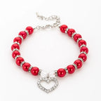 Rhinestone Pet Collar Puppy Dog Cat Imitation Pearl Necklace Pet Accessories Lovely Fashion Pets Dogs Cats Collar