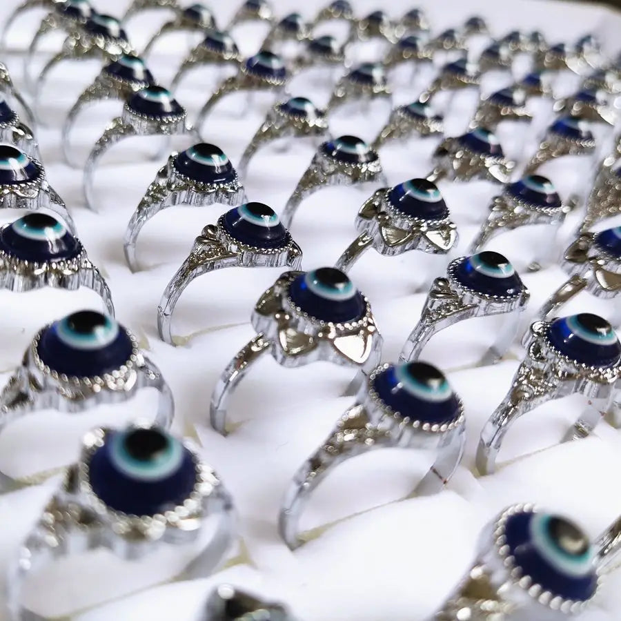 Wholesale 20pcs Evil Blue Eye  Metal Alloy Rings Jewelry