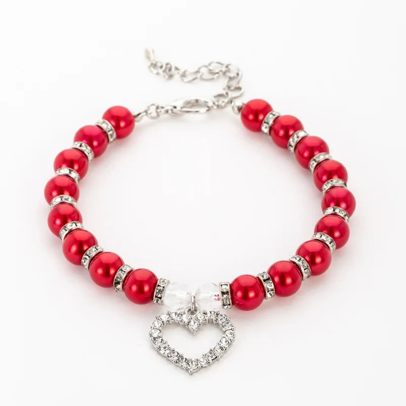 Rhinestone Pet Collar Puppy Dog Cat Imitation Pearl Necklace Pet Accessories Lovely Fashion Pets Dogs Cats Collar