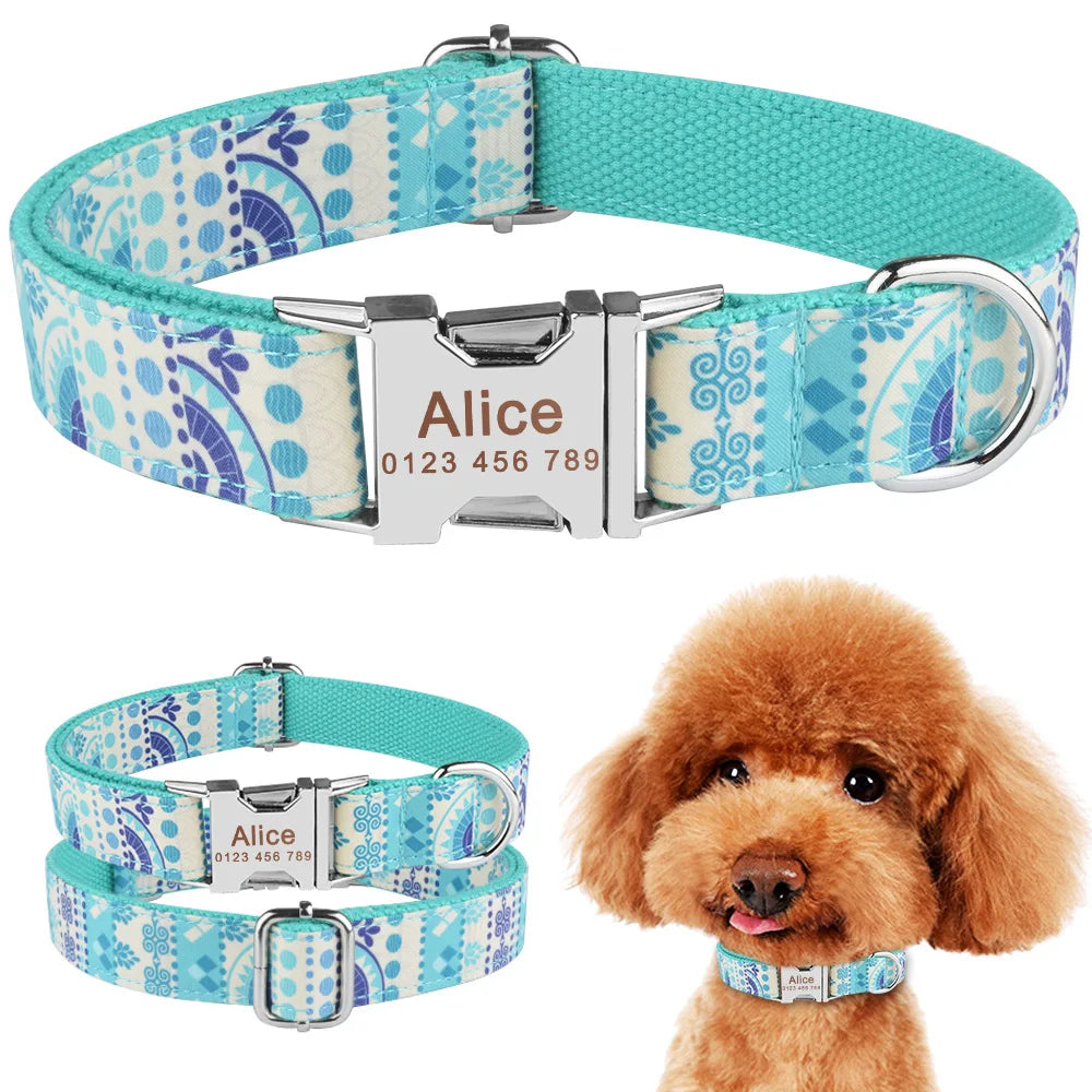 Nylon Fashion Boy Girl Unisex Dogs Collar Products Pet Collar Small Large Personalized Dog Collar Custom Engraved Name ID Tag