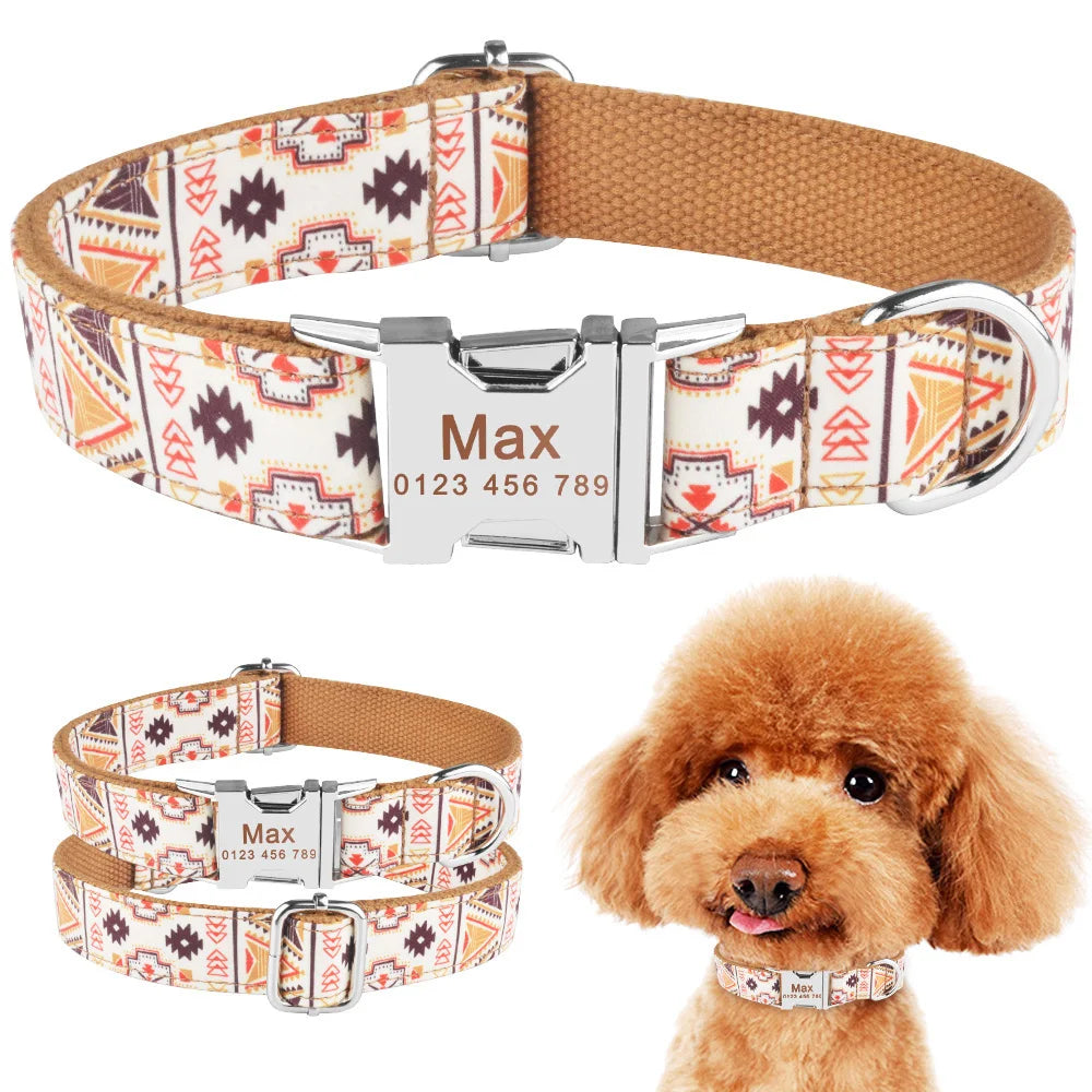 Nylon Fashion Boy Girl Unisex Dogs Collar Products Pet Collar Small Large Personalized Dog Collar Custom Engraved Name ID Tag