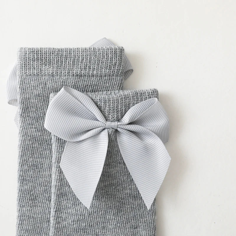 3Pairs/Lot Baby Toddlers Socks Autumn Spring Children Kids Girls Knee High Long Sock Cotton Big Bow Spanish Style Princess Socks