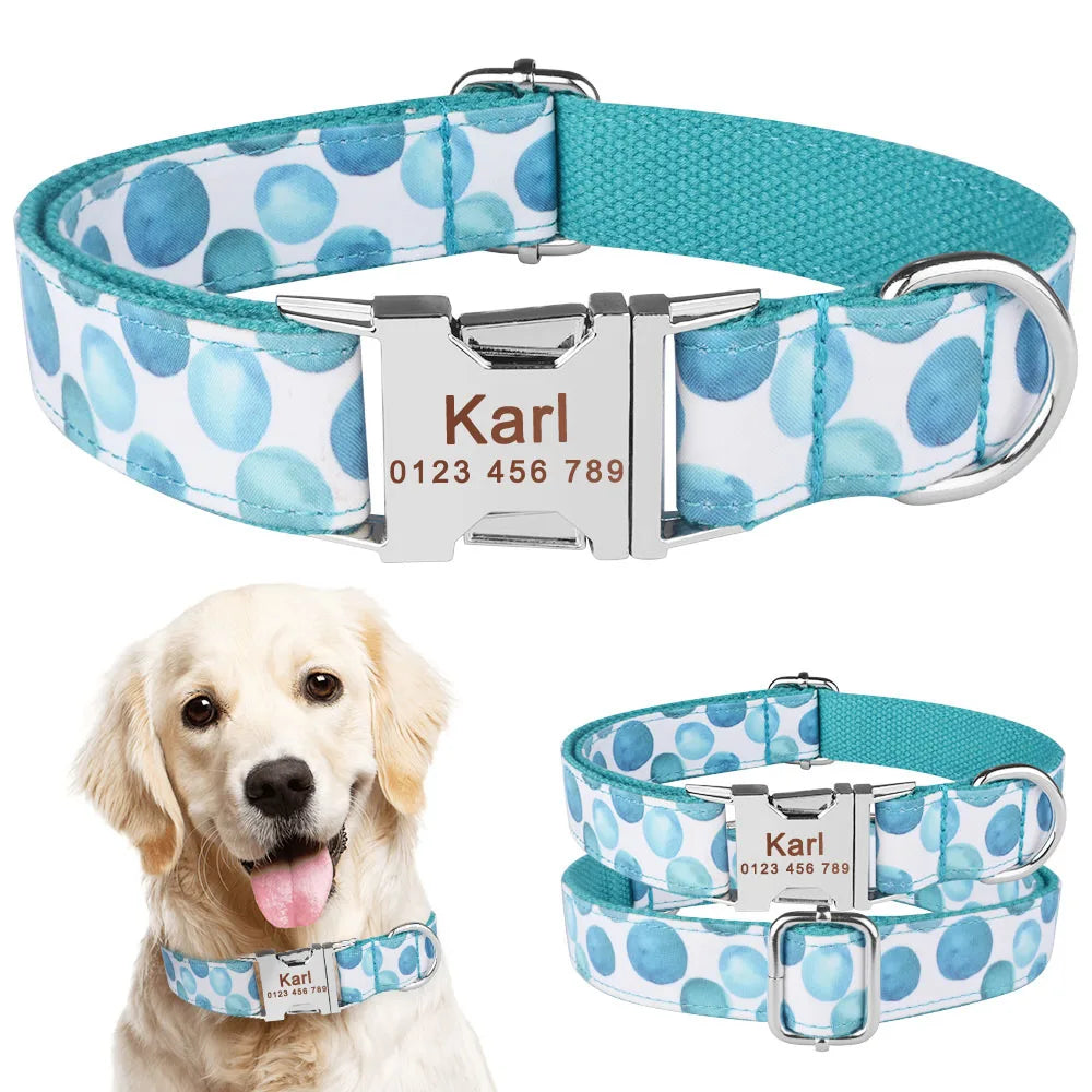 Nylon Fashion Boy Girl Unisex Dogs Collar Products Pet Collar Small Large Personalized Dog Collar Custom Engraved Name ID Tag