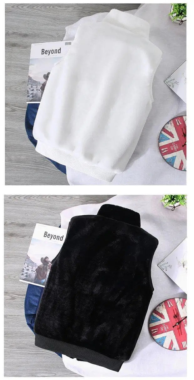 White Wool Vest Jacket Men Autumn Winter Sleeveless Jacket Men Waistcoat Warm Coat Faux Woolen Mens Clothing 2024 Trends