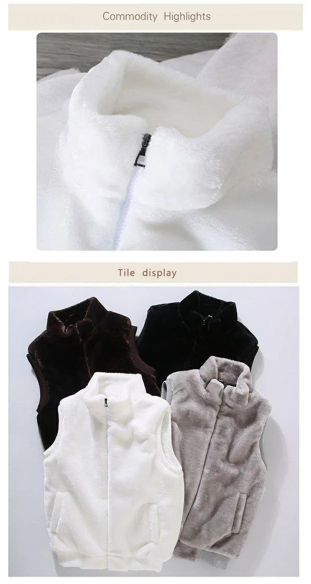 White Wool Vest Jacket Men Autumn Winter Sleeveless Jacket Men Waistcoat Warm Coat Faux Woolen Mens Clothing 2024 Trends