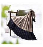 Women's Elegant Solid Color Midi Skirt Korean Female High Waist Fan-shaped Pleated Twill Skirts Faldas 2021 Summer Autumn Sk772