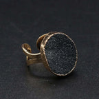 Natural Druzy Agates Rings Diamon-Studded Open Finger Rings Irregular Charm Rings for Women Men Party Wedding Jewelry