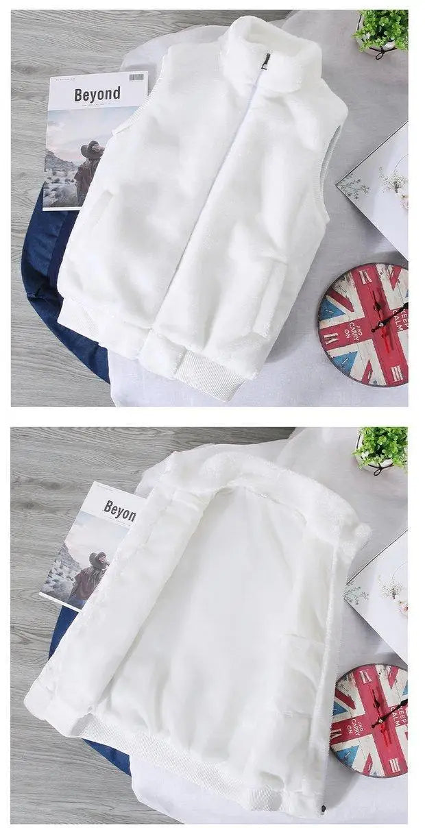 White Wool Vest Jacket Men Autumn Winter Sleeveless Jacket Men Waistcoat Warm Coat Faux Woolen Mens Clothing 2024 Trends