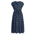 Women Plus Size Dress Polka Dot Print V Neck  Summer Single-breasted Sleeveless Large Hem Dress платье женское vestido mujer