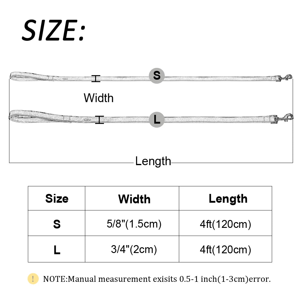 4ft Dog Leash 2 Layer Soft Leather Dog Leash  Pet Dog Walking Training Leads with Padded Handle for Medium Large Dogs Pitbull