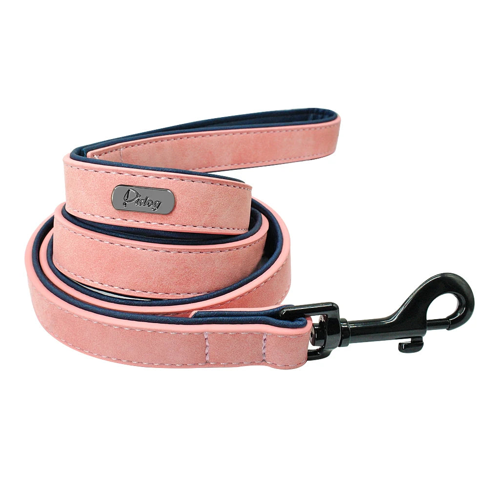 4ft Dog Leash 2 Layer Soft Leather Dog Leash  Pet Dog Walking Training Leads with Padded Handle for Medium Large Dogs Pitbull