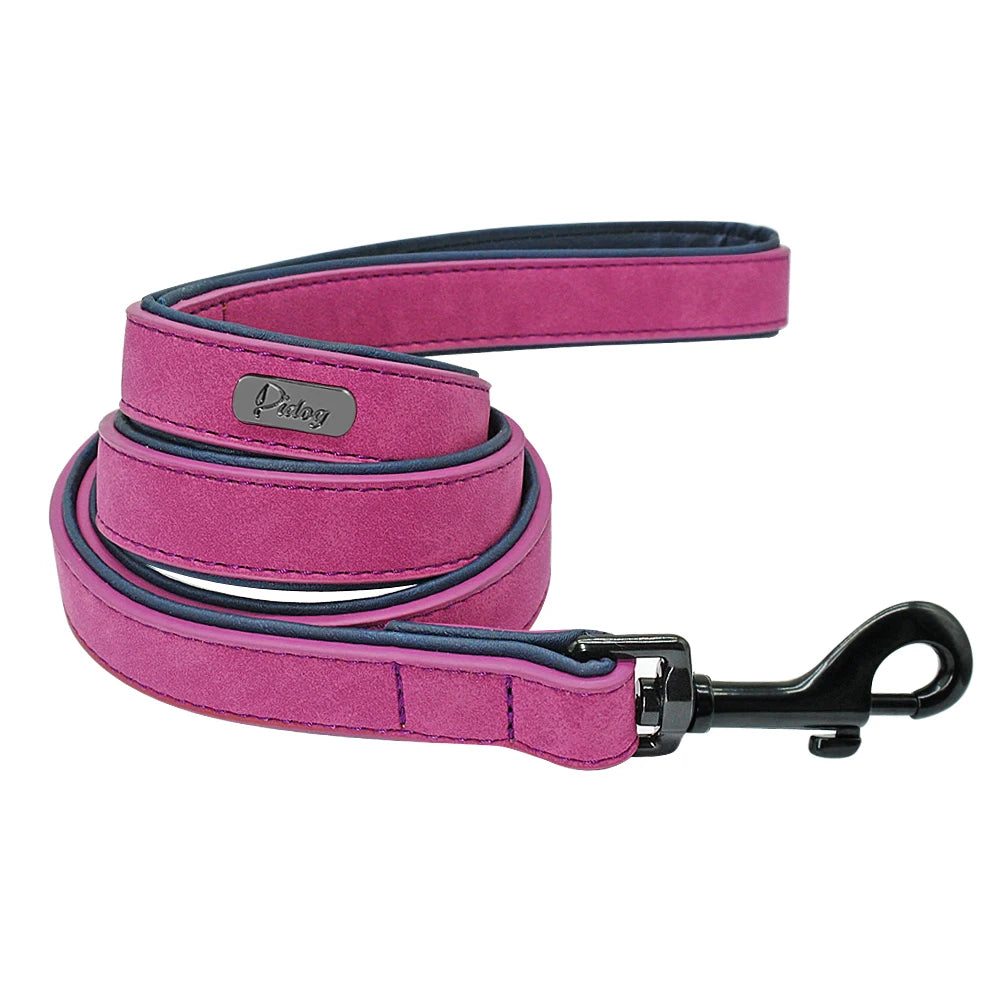 4ft Dog Leash 2 Layer Soft Leather Dog Leash  Pet Dog Walking Training Leads with Padded Handle for Medium Large Dogs Pitbull