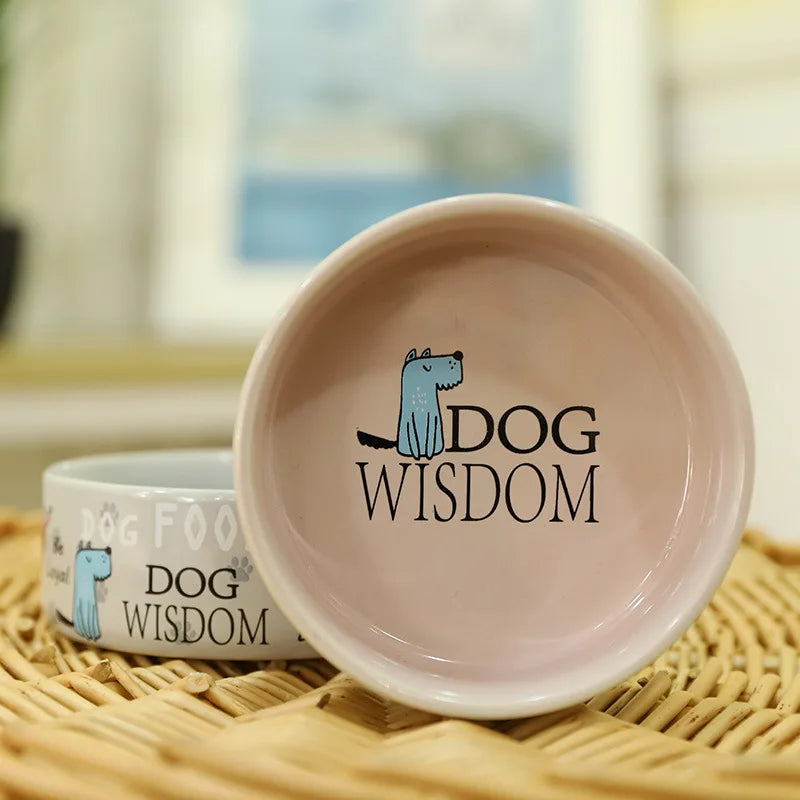Lovely Pet Feeders English Cartoon Pattern High Quality Thick Non-slip Ceramics Bowls for Dogs and Cats Pet Supplies Accessories