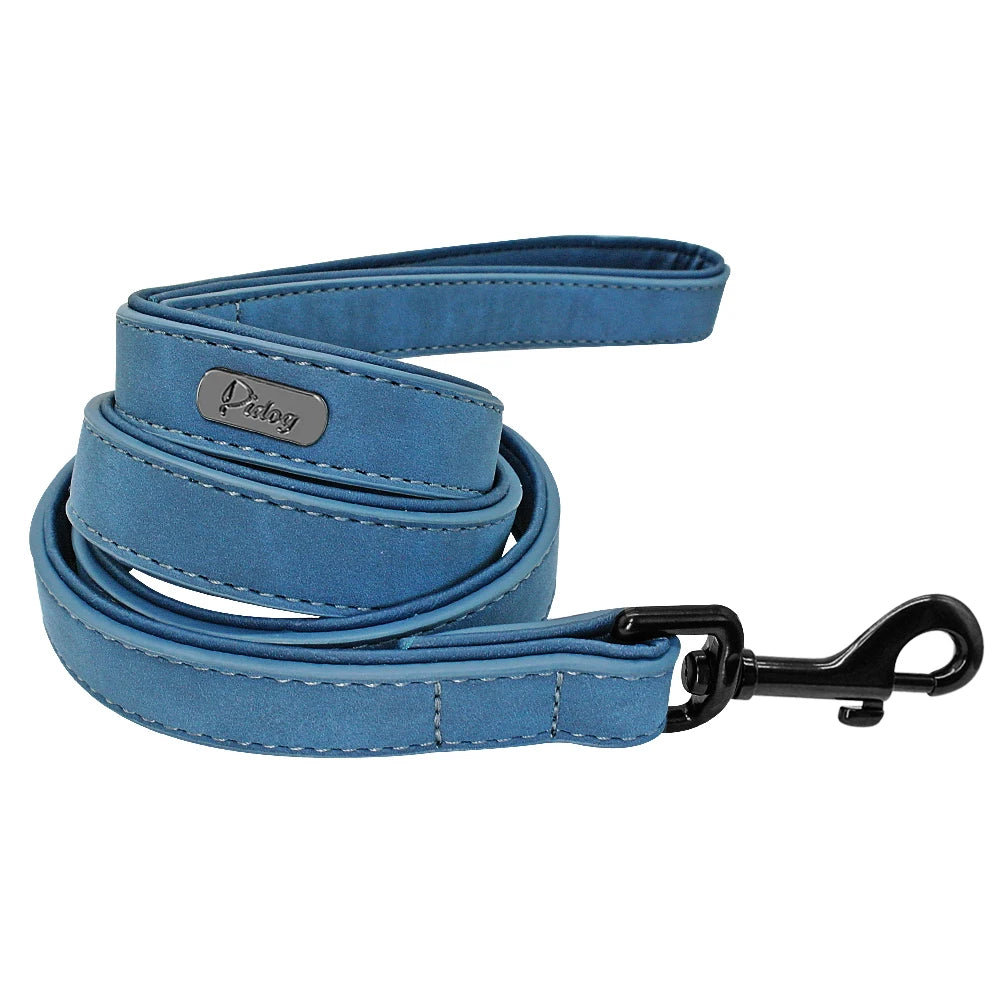 4ft Dog Leash 2 Layer Soft Leather Dog Leash  Pet Dog Walking Training Leads with Padded Handle for Medium Large Dogs Pitbull