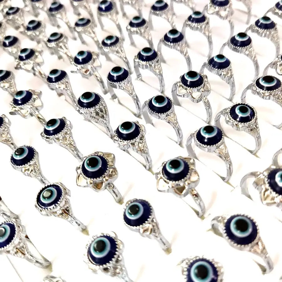 Wholesale 20pcs Evil Blue Eye  Metal Alloy Rings Jewelry