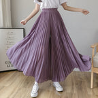 Plus size 6xl Pleated Chiffon Wide Leg Pants Women's High Waist 2023 Summer New Korean Loose Thin Beach Nine Cents Female Hakama