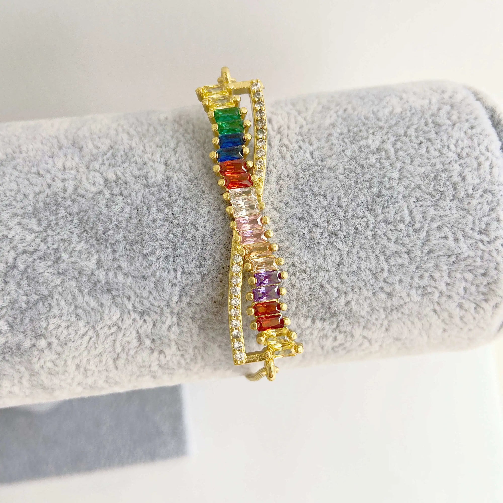 HECHENG 13styles rainbow Adjustable Bracelets CZ Gold color Wholesale geometric design For Women Bling DIY Gift Colorful VS425