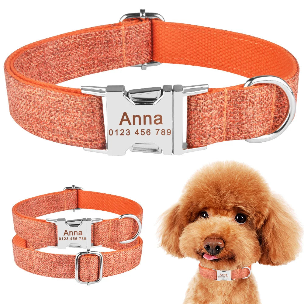 Nylon Fashion Boy Girl Unisex Dogs Collar Products Pet Collar Small Large Personalized Dog Collar Custom Engraved Name ID Tag