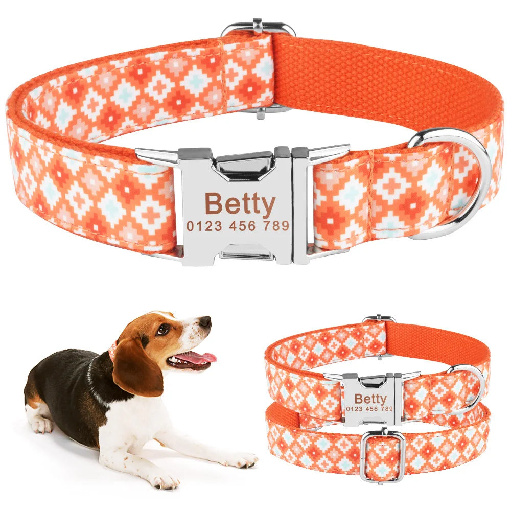 Nylon Fashion Boy Girl Unisex Dogs Collar Products Pet Collar Small Large Personalized Dog Collar Custom Engraved Name ID Tag