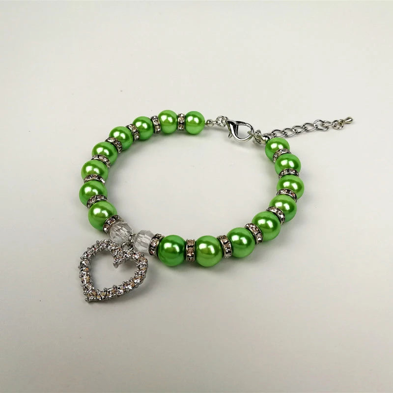 Rhinestone Pet Collar Puppy Dog Cat Imitation Pearl Necklace Pet Accessories Lovely Fashion Pets Dogs Cats Collar