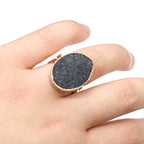 Natural Druzy Agates Rings Diamon-Studded Open Finger Rings Irregular Charm Rings for Women Men Party Wedding Jewelry