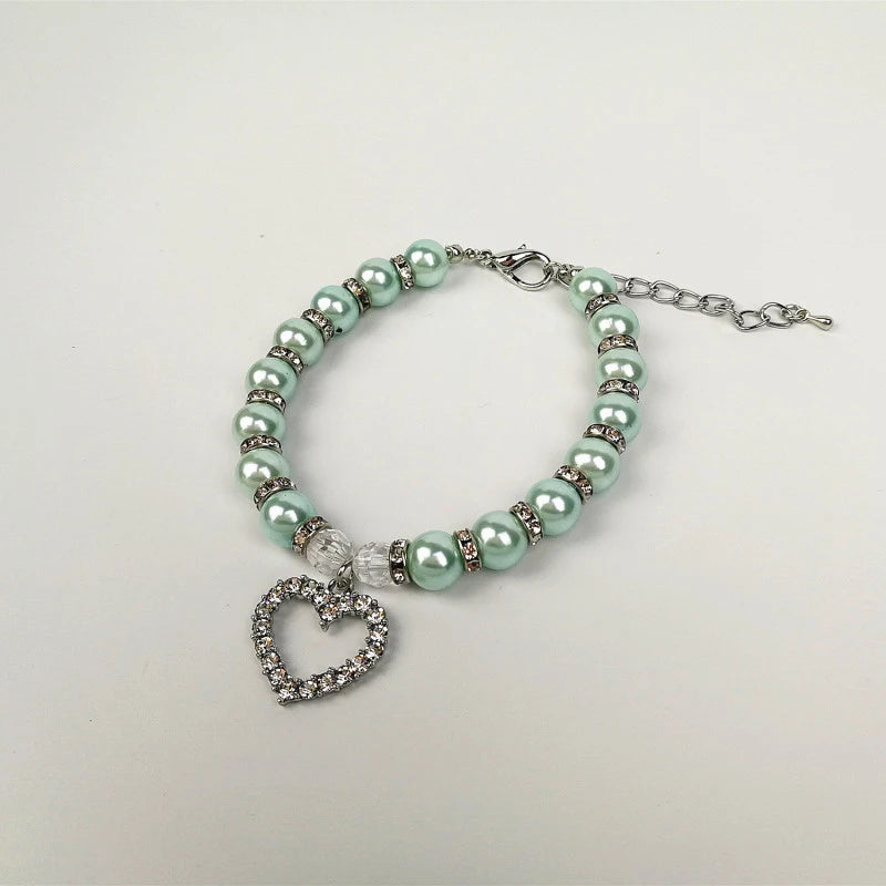 Rhinestone Pet Collar Puppy Dog Cat Imitation Pearl Necklace Pet Accessories Lovely Fashion Pets Dogs Cats Collar