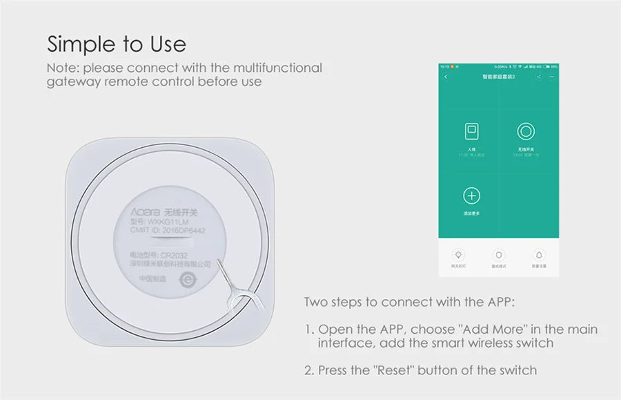 Aqara Smart Wireless Switch Key Intelligent Application Remote Control ZigBee Wireless NO Biult in Gyro for Xiaomi Home Mijia