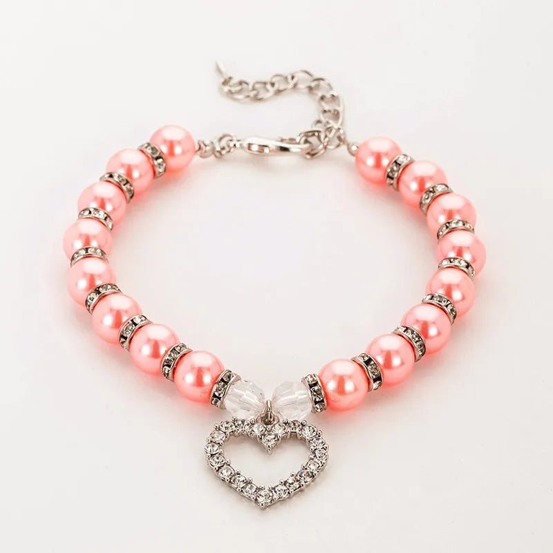 Rhinestone Pet Collar Puppy Dog Cat Imitation Pearl Necklace Pet Accessories Lovely Fashion Pets Dogs Cats Collar