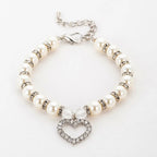Rhinestone Pet Collar Puppy Dog Cat Imitation Pearl Necklace Pet Accessories Lovely Fashion Pets Dogs Cats Collar
