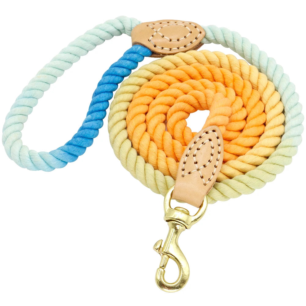 150cm Dog Leash Round Cotton Dogs Lead Rope Colorful Pet Long Leashes Belt Outdoor Dog Walking Training Leads Ropes