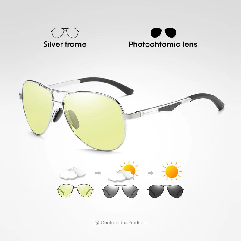 2024 Aviation Driving Photochromic Sunglasses Men Polarized Glasses Women Day Night Vision Driver Eyewear UV400 zonnebril heren