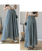 Plus size 6xl Pleated Chiffon Wide Leg Pants Women's High Waist 2023 Summer New Korean Loose Thin Beach Nine Cents Female Hakama
