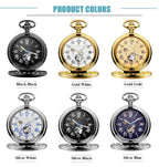 New OYW Brand Stainless Steel Men Fashion Casual Pocket Watch Skeleton dial Silver Hand Wind Mechanical Male Fob Chain Watches