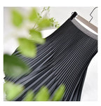 Women's Elegant Solid Color Midi Skirt Korean Female High Waist Fan-shaped Pleated Twill Skirts Faldas 2021 Summer Autumn Sk772