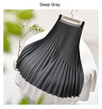 Women's Elegant Solid Color Midi Skirt Korean Female High Waist Fan-shaped Pleated Twill Skirts Faldas 2021 Summer Autumn Sk772