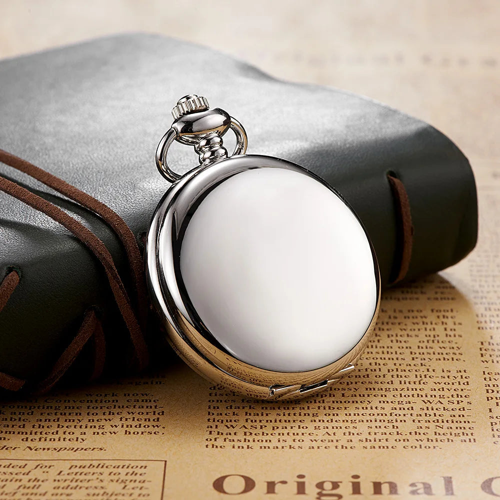 New OYW Brand Stainless Steel Men Fashion Casual Pocket Watch Skeleton dial Silver Hand Wind Mechanical Male Fob Chain Watches